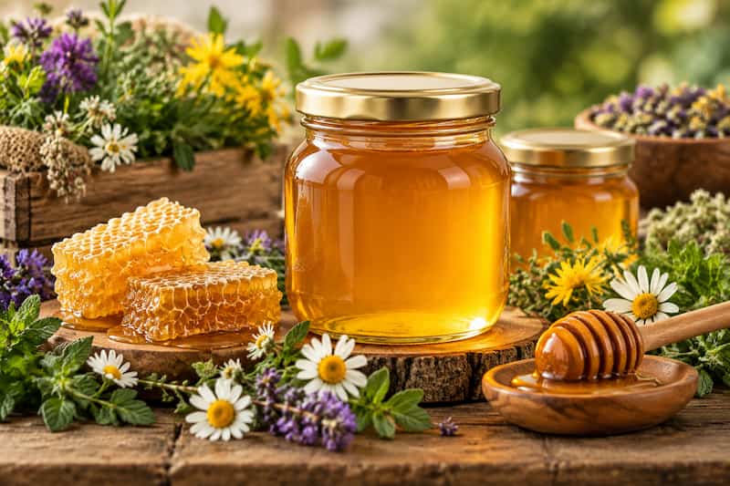 عسل چهل گیاه مرغوب با کیفیت بالا و رنگ طبیعی